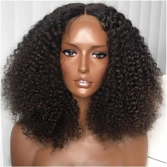Perruque Lace Front Wig naturelle mongole Remy, cheveux crépus bouclés, 13x4, pre-plucked, avec lumière du soleil, pour femmes noires - DianaCleoShop